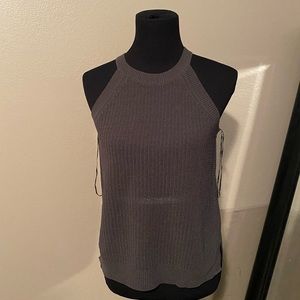 Women Dark gray crochet knit top